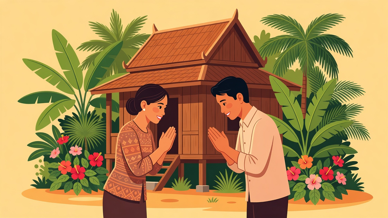 People greeting each other in Cambodia